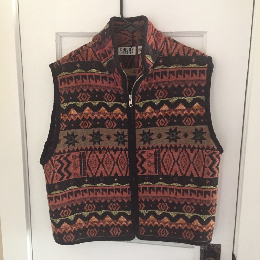 Chico’s Zip-front Southwest Vest Size 1